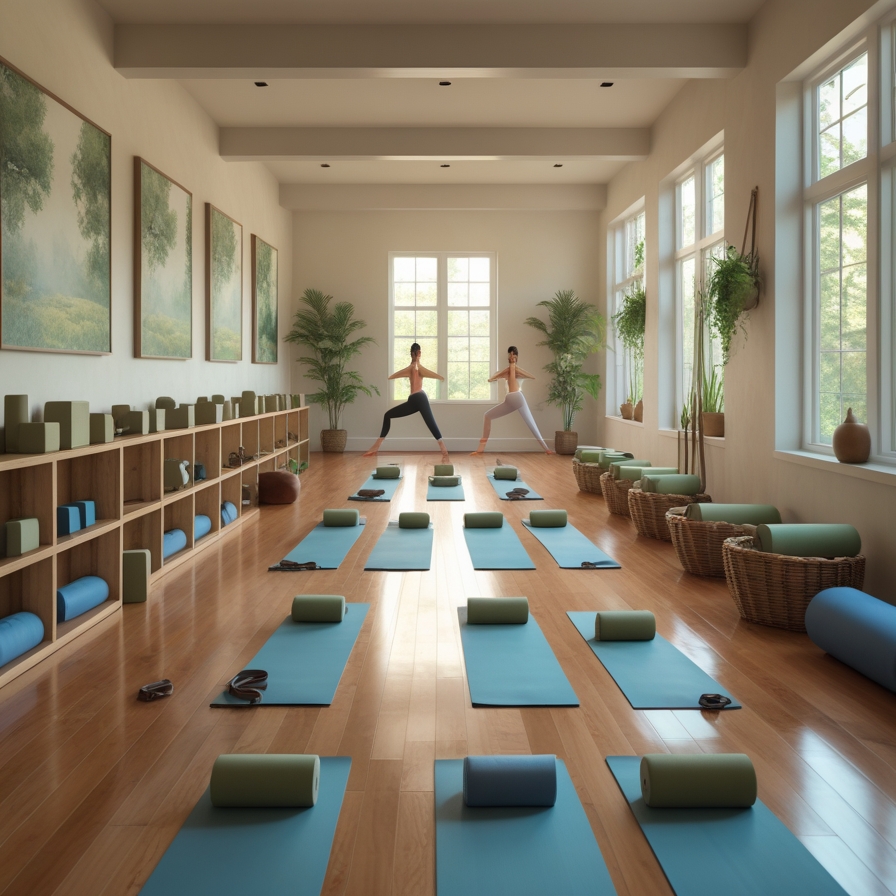 Yoga studio with natural light